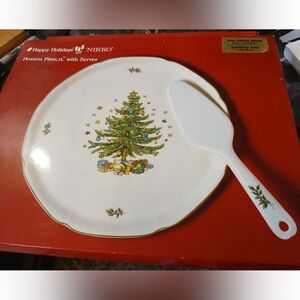 Nikko Happy Holidays Hostess Plate W/Server  New In Box